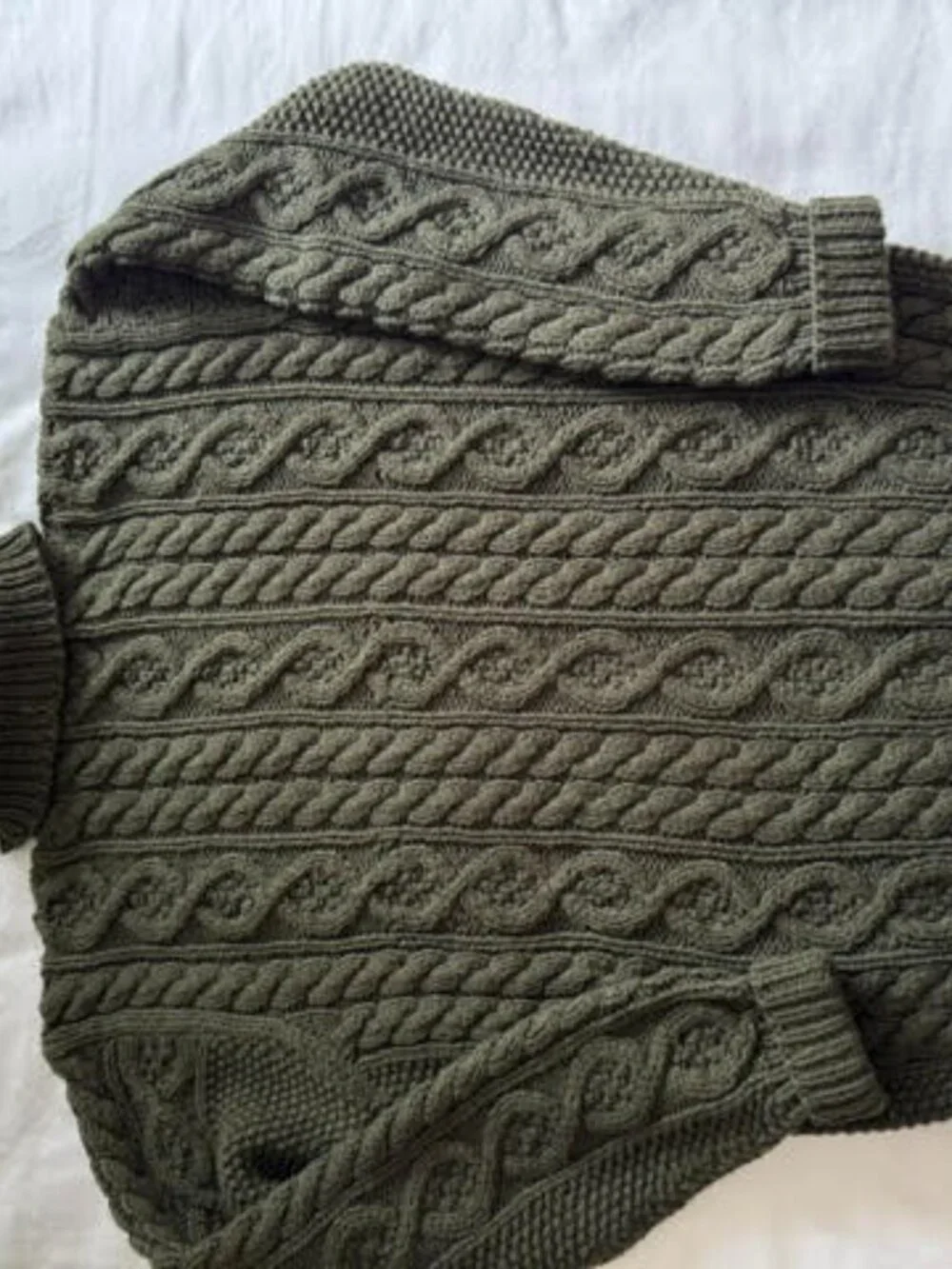 VTG 90s Polo Ralph Lauren Hand Knit Heavy Cotton Cable Turtleneck Sweater L